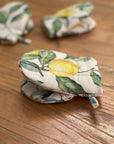 Lemon Linen Oven Glove with Double Wool Filling