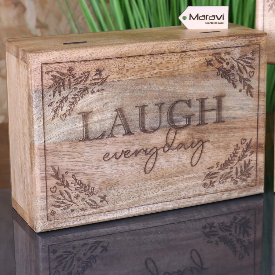 Premium Noakh Live Laugh Love Wooden Storage Box Set, Handcrafted Mango Wood with Hinged Lids, Rustic Home Decor, Best-Selling Gift by Maravi at brixbailey.com