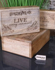 Premium Noakh Live Laugh Love Wooden Storage Box Set, Handcrafted Mango Wood with Hinged Lids, Rustic Home Decor, Best-Selling Gift by Maravi at brixbailey.com