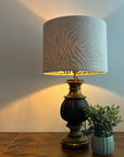 Cream Velvet & Zebra Cotton Double Sided Drum Lampshade | Handmade Ceiling Light Shade | Bespoke UK