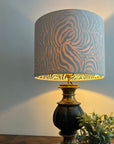 Cream Velvet & Zebra Cotton Double Sided Drum Lampshade | Handmade Ceiling Light Shade | Bespoke UK