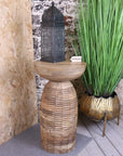 Reiek Wooden Carved Pedestal Side Table