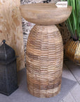 Reiek Wooden Carved Pedestal Side Table