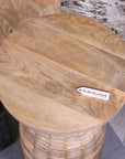 Reiek Wooden Carved Pedestal Side Table