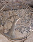 Belagavi Tree Design Set of 2 Round Side Tables Gold