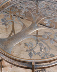 Belagavi Tree Design Set of 2 Round Side Tables Gold
