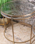 Belagavi Tree Design Set of 2 Round Side Tables Gold
