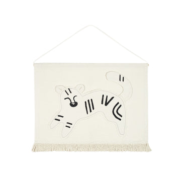 Luxury minimalist tiger embroidery wall hanging, premium bedroom or playroom decor, Nobodinoz Landscape collection by Ella James at brixbailey.com