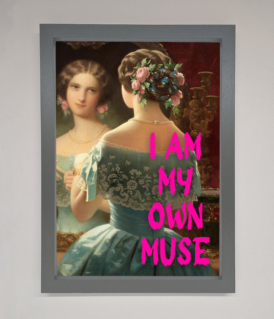 Luxury I Am My Muse Framed Print, stylish inspirational wall art, premium handcrafted portrait for home or office decor by Zestio at brixbailey.com