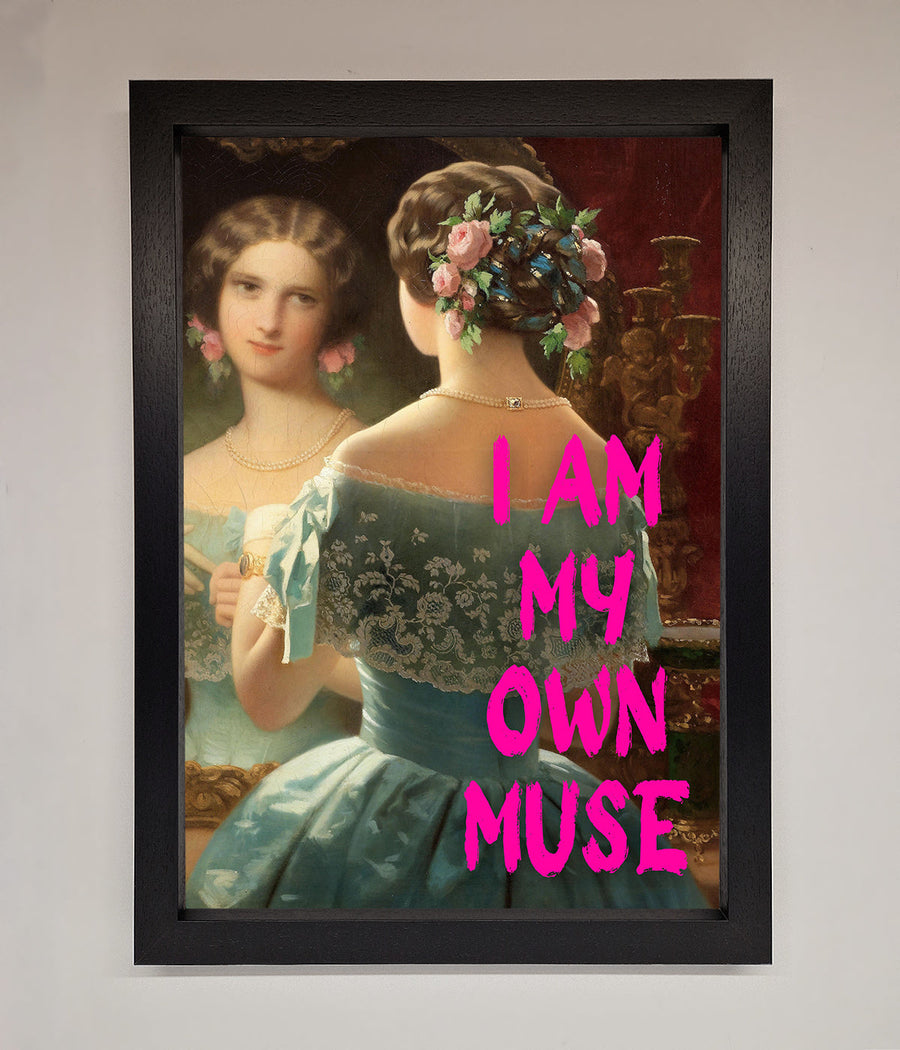 Luxury I Am My Muse Framed Print, stylish inspirational wall art, premium home decor, best-selling empowerment portrait by Zestio at brixbailey.com