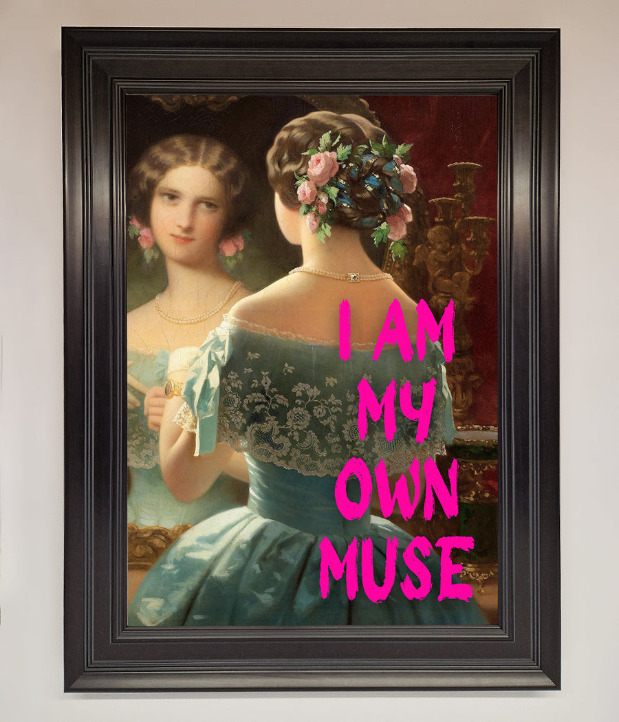 Luxury I Am My Muse framed print, stylish inspirational wall art, premium handcrafted portrait, best-selling home decor by Zestio at brixbailey.com