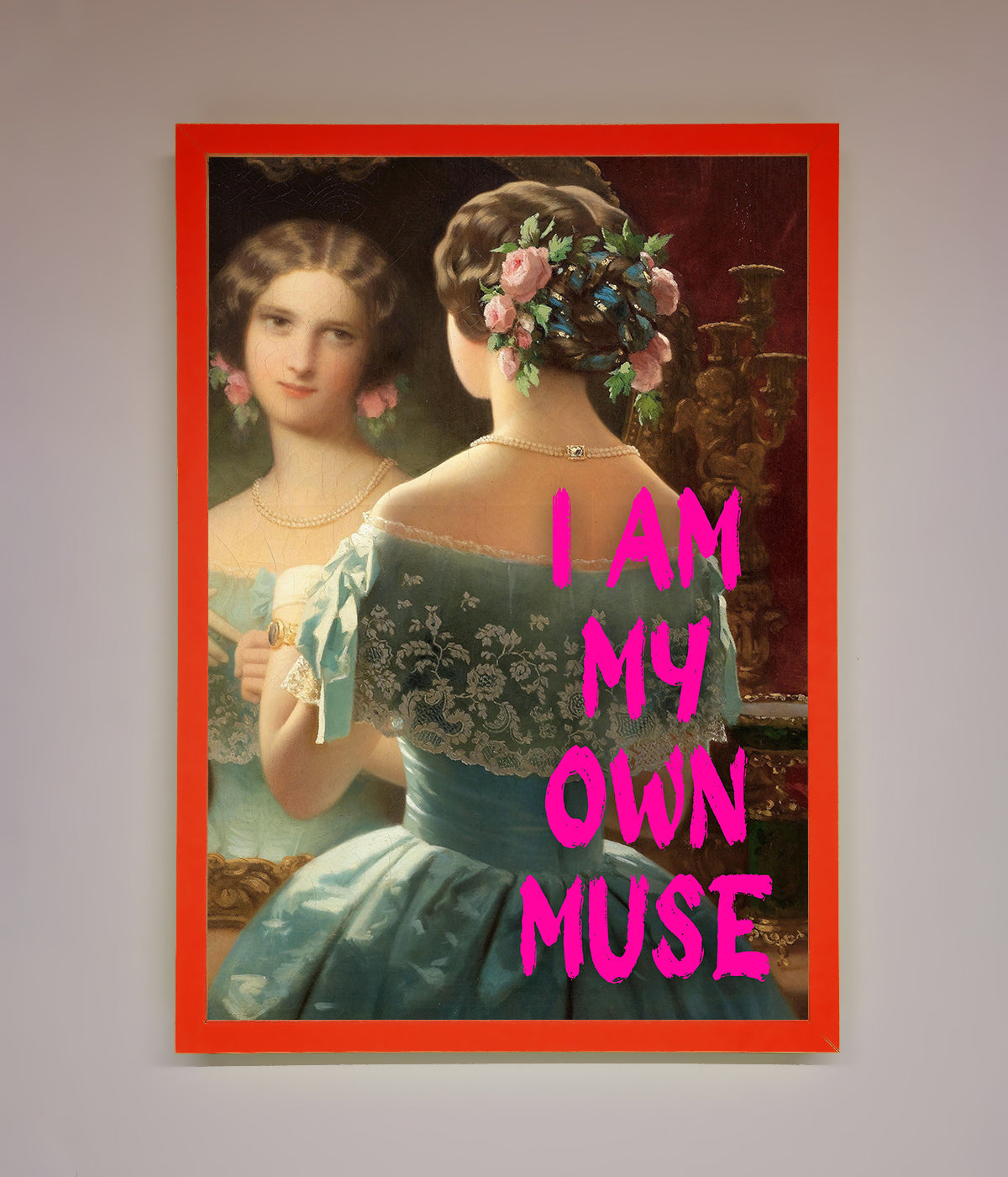 I Am My Muse Framed Print, luxury stylish inspirational wall art, best-selling self-reflection portrait, premium home office decor by Zestio at brixbailey.com