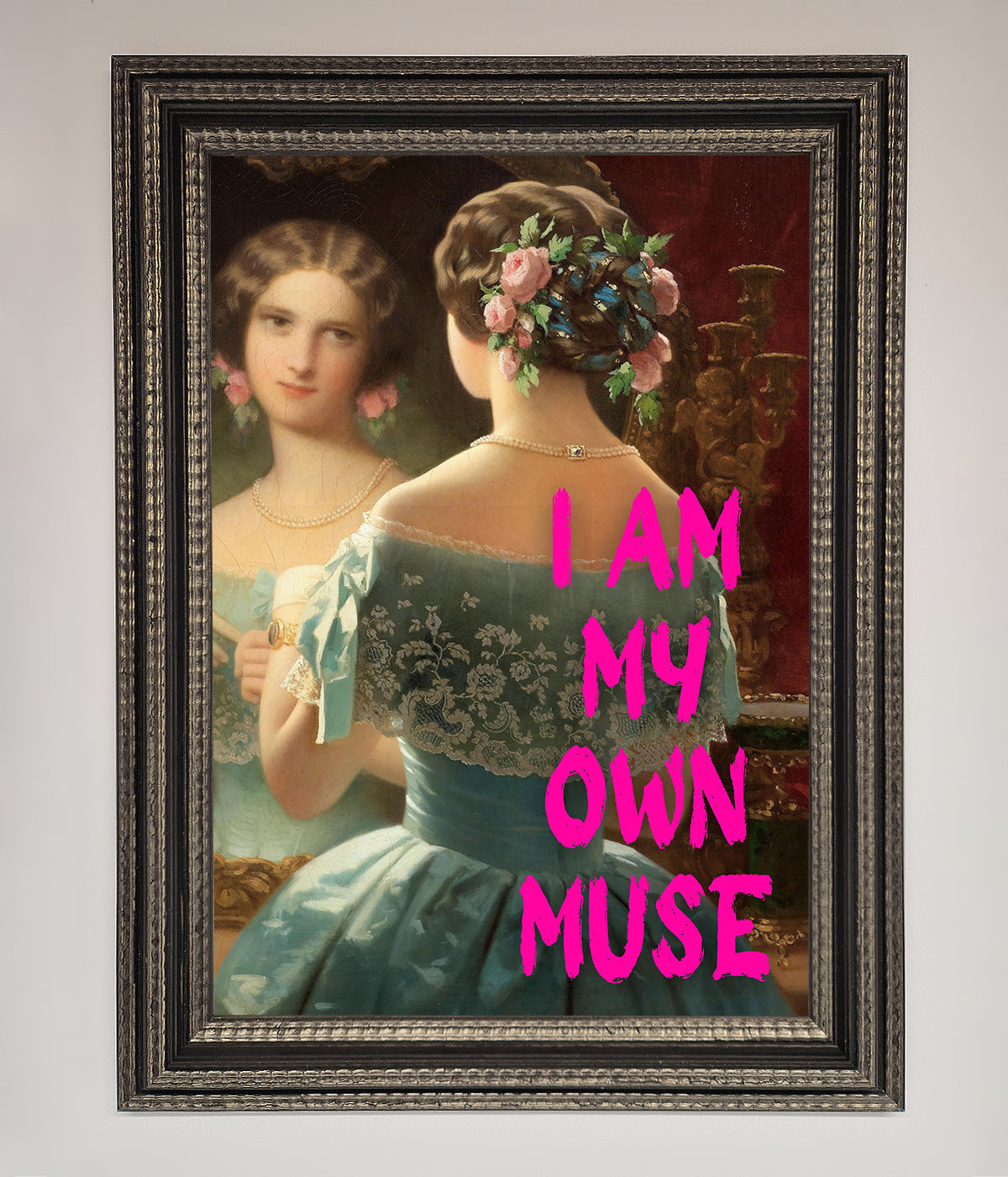Luxury I Am My Muse Framed Print, stylish inspirational wall art, premium handcrafted portrait for home or office decor by Zestio at brixbailey.com