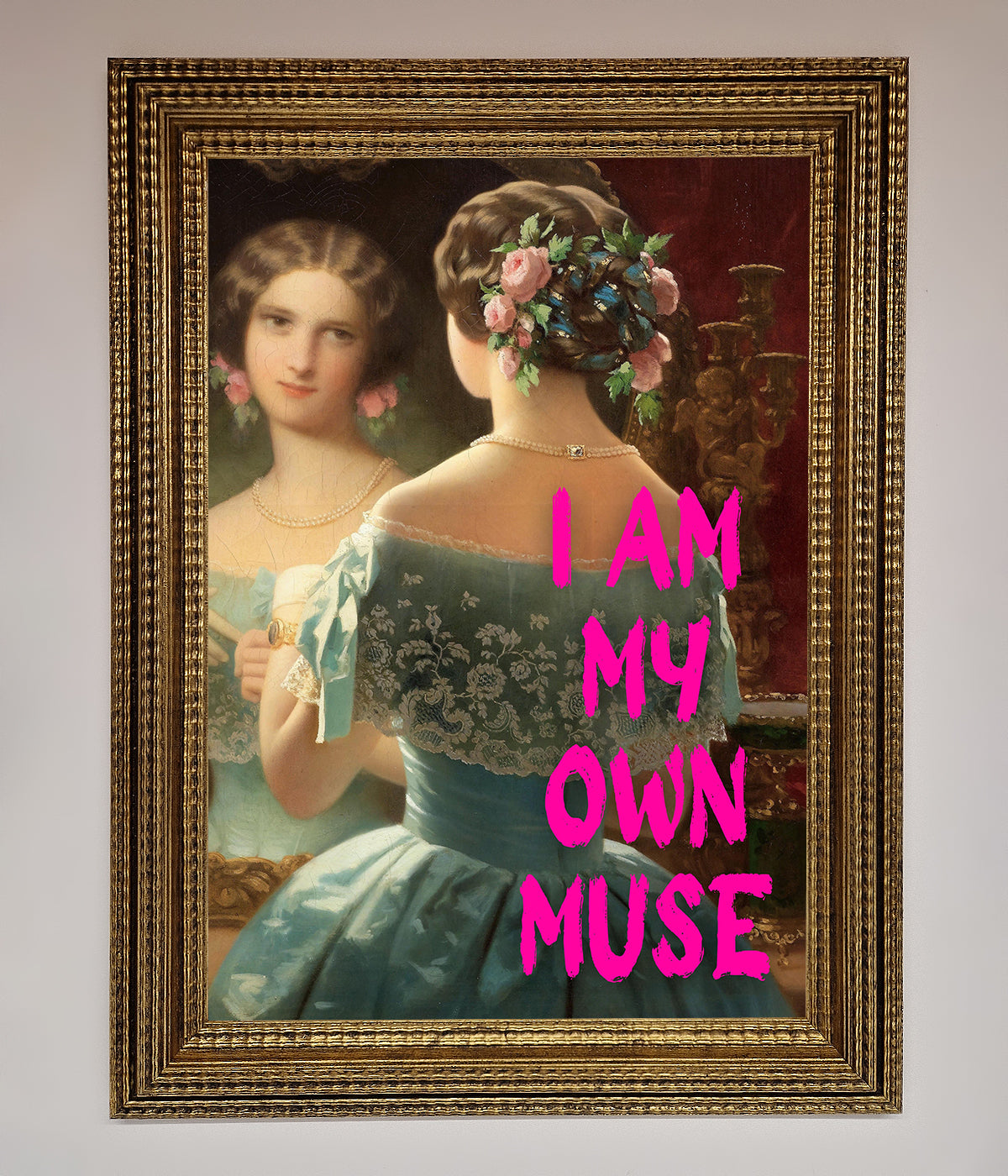 Luxury I Am My Muse Framed Print, stylish inspirational wall art, premium handcrafted decor for home or office by Zestio at brixbailey.com