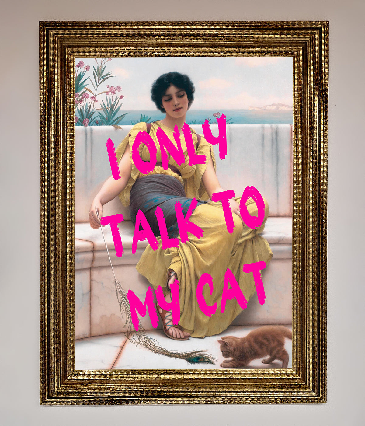 Premium I Only Talk To My Cat Framed Wall Art, stylish home decor for cat lovers, luxury statement piece by Zestio at brixbailey.com