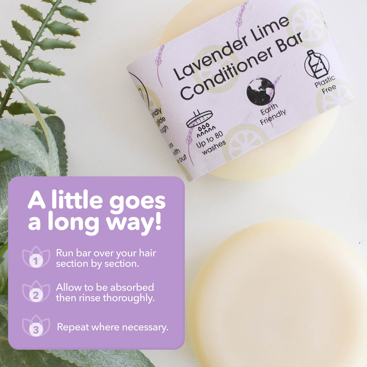 Lavender &amp; Lime Solid Conditioner Bar | Natural Hair Conditioner for All Hair Types | Vegan, Plastic-Free Hair Care