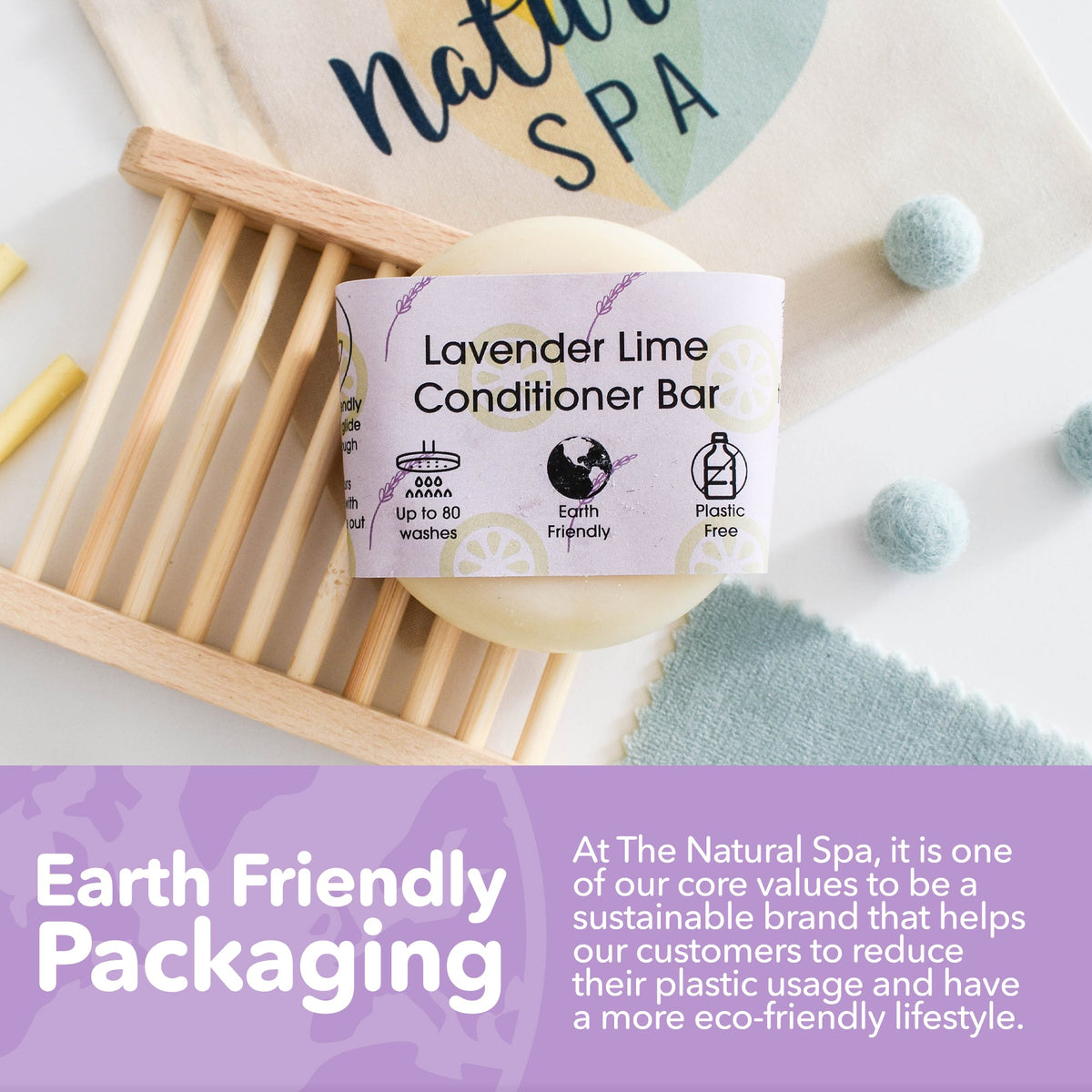 Lavender &amp; Lime Solid Conditioner Bar | Natural Hair Conditioner for All Hair Types | Vegan, Plastic-Free Hair Care