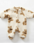 Bear Fleece Romper Cream or Brown