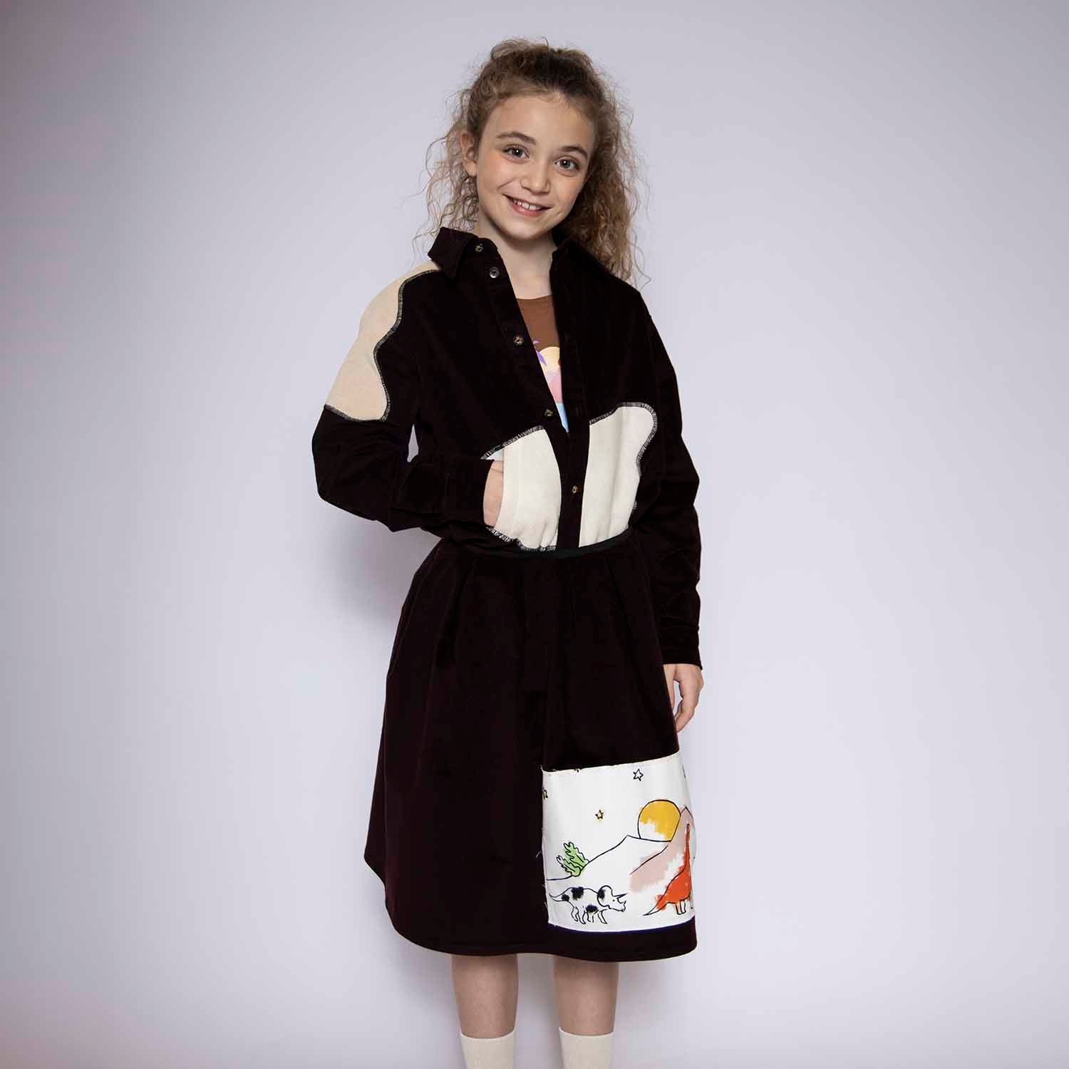 Velvet Kids Shirt in Aubergine-1