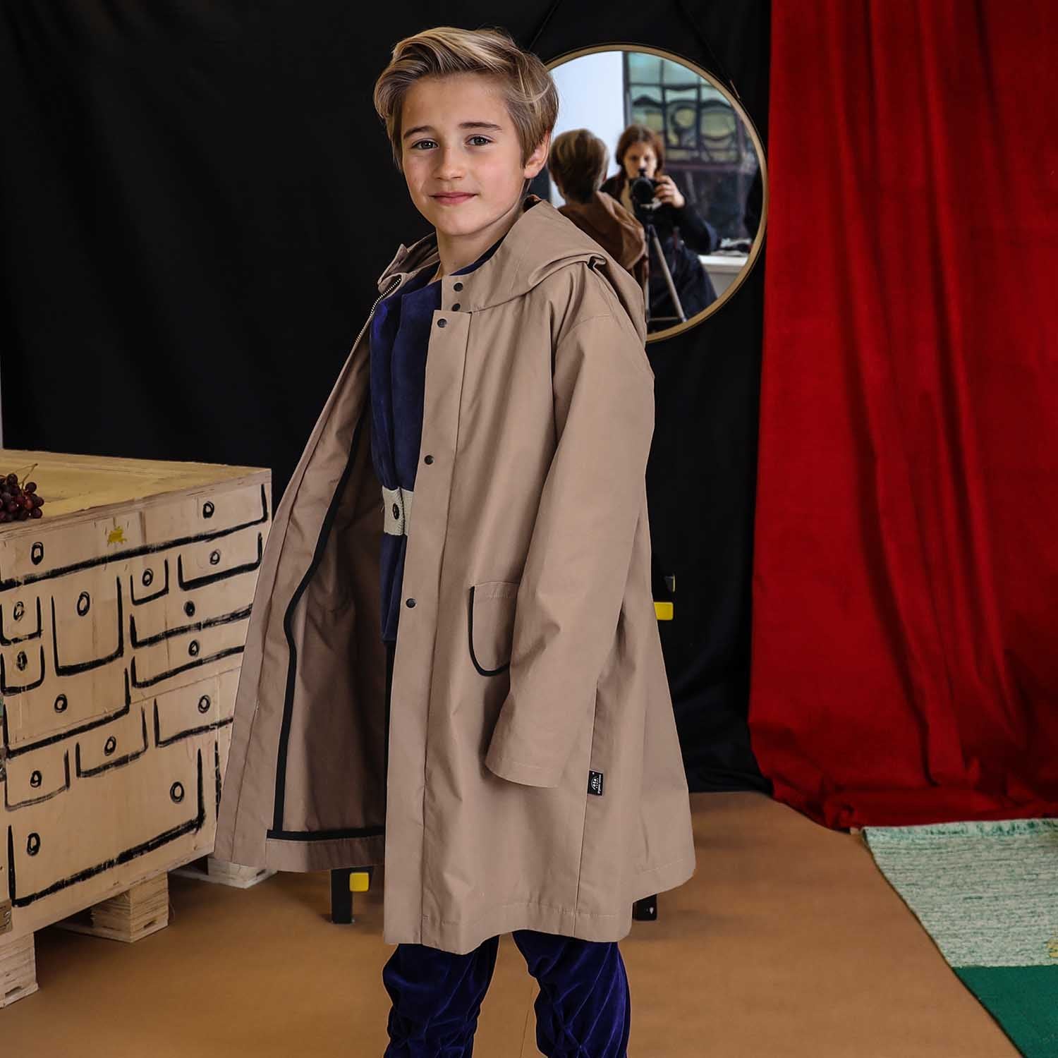 Beige Cotton Parka for Kids Ages 4 to 16
