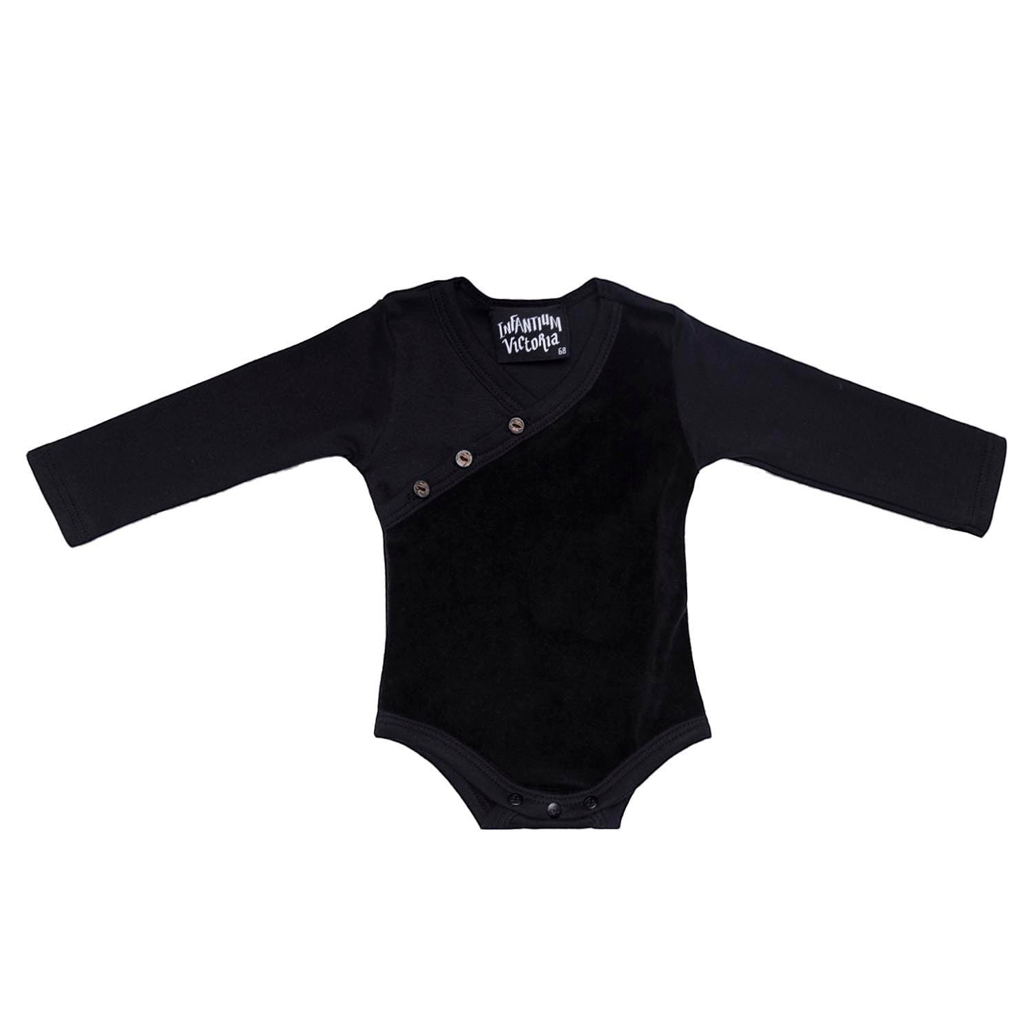 Black Baby Onesie with Velvet Detail