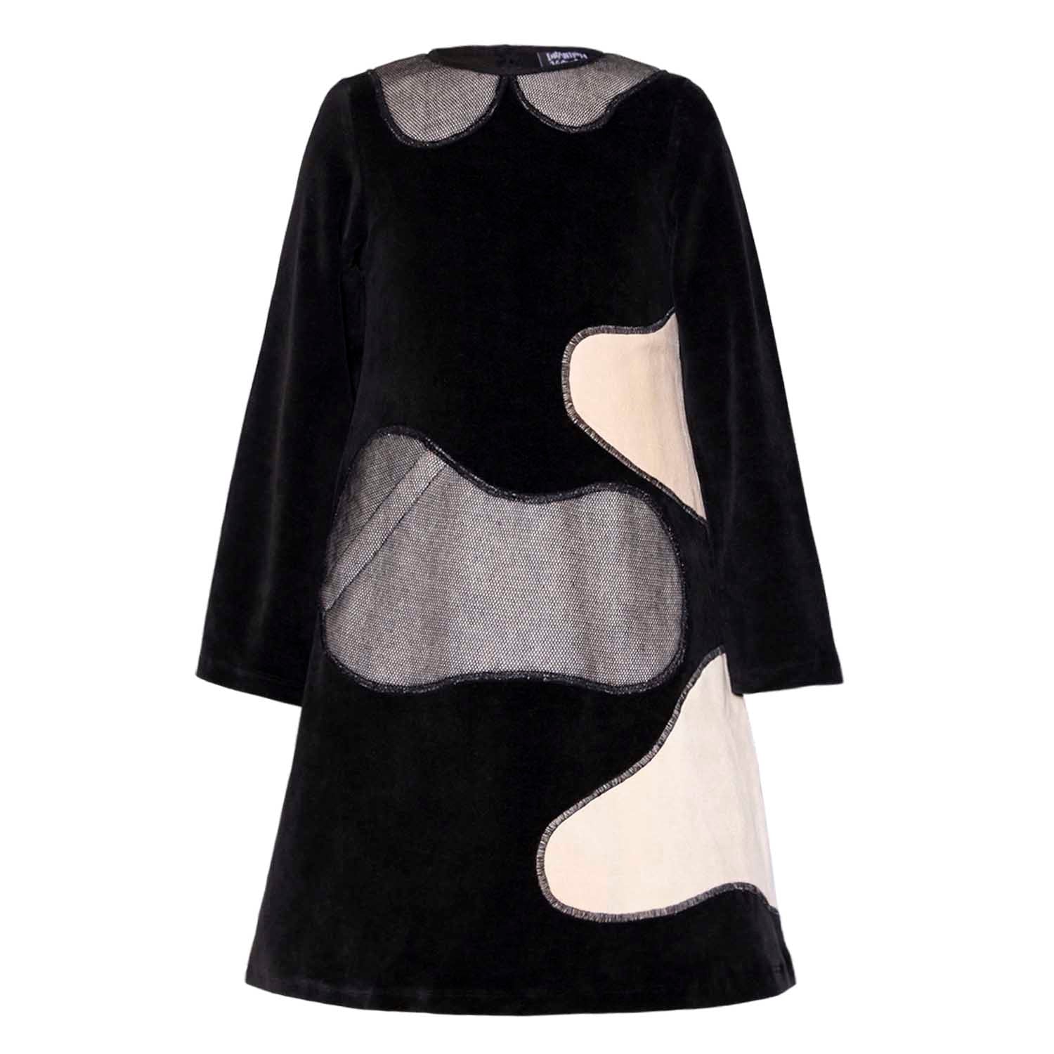 Kids Black Velvet A-line Dress-0