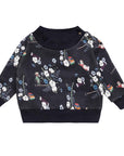 Black Jersey Baby Sweatshirt with Floral Print-0