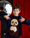 Kids Black Longsleeve Top with Panda Application
