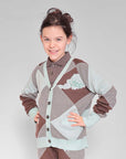 Kids Cardigan in Chocolate and Mint