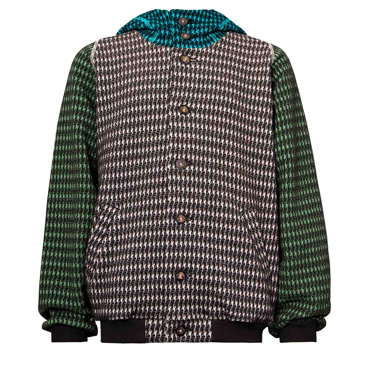 Multicolor Pied-de Poule Hoodie for Kids-0