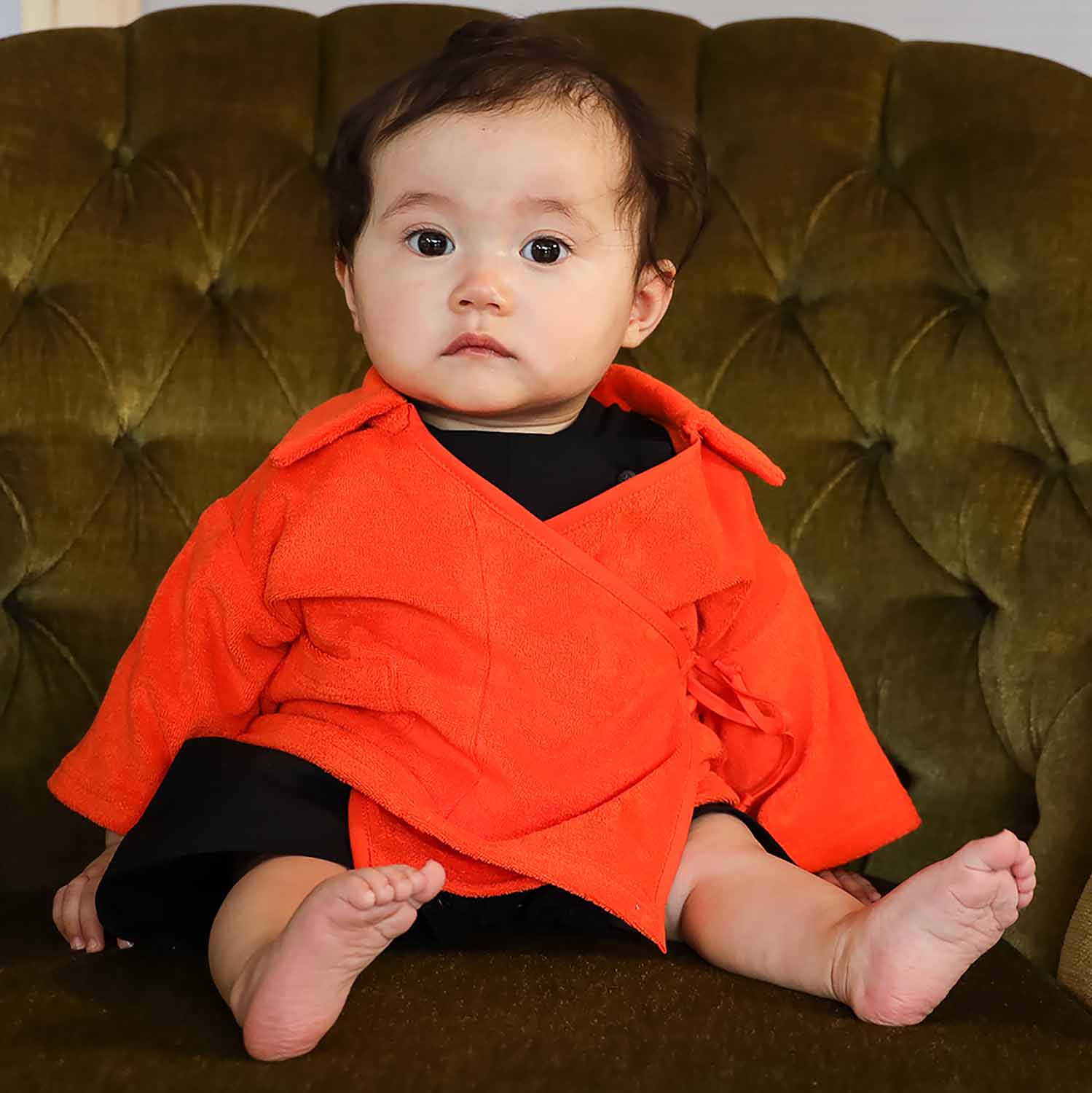 Orange Teddy Kimono Baby Jacket-2
