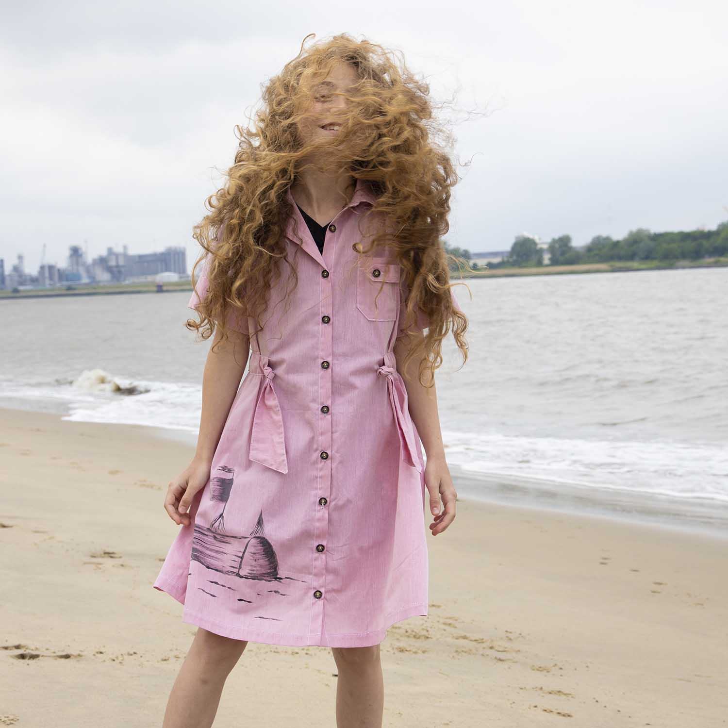 The Hand-Painted Safari Dress — Pink, Limited Edition
