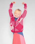 Kids Cardigan in Pink and White-1