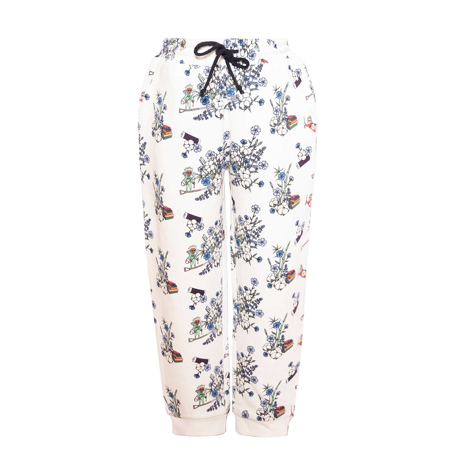 Boys and Girls Sweatpants in White Print-0