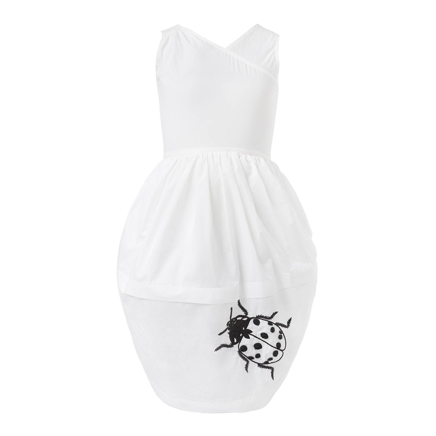 Ladybug Embroidered White Dress — Organic Cotton Heirloom for Girls