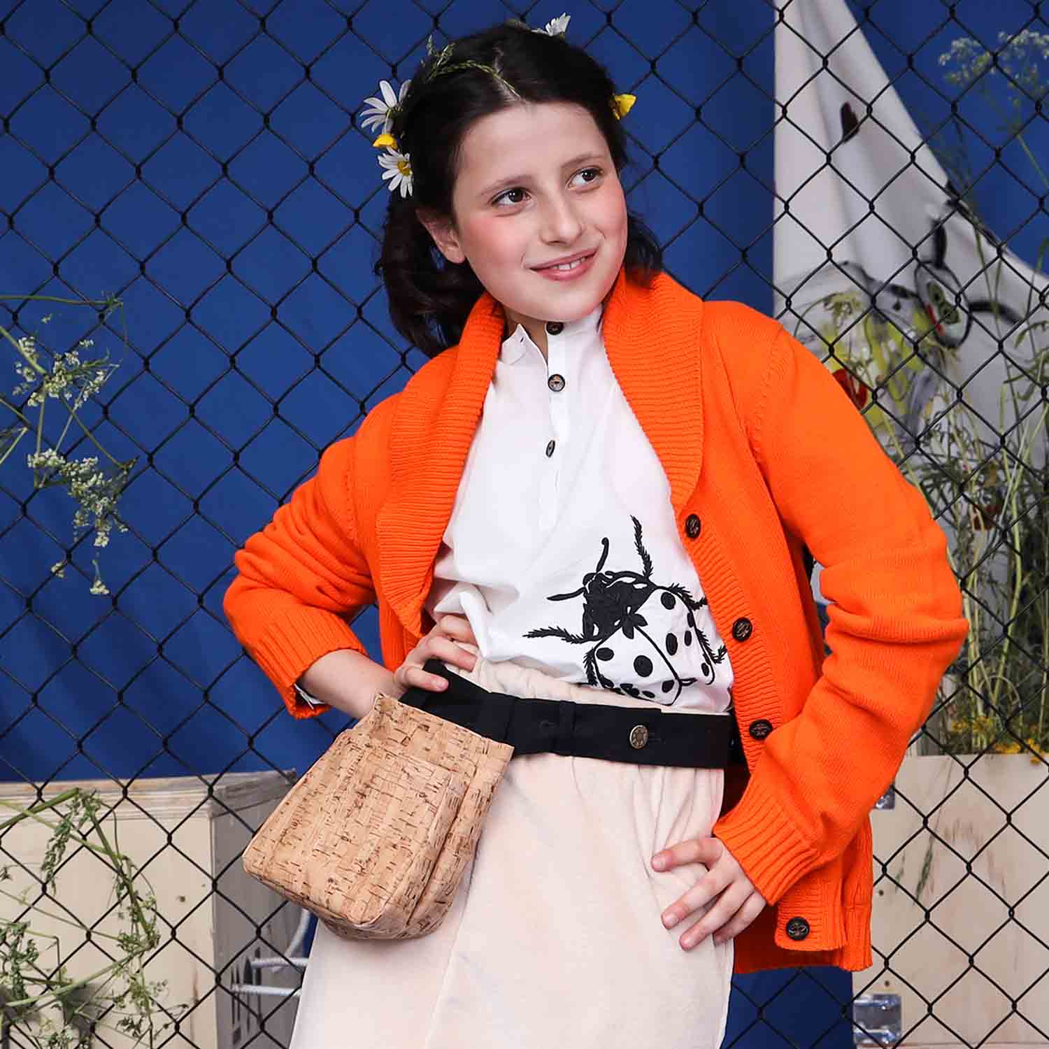 White Shirt with Ladybug Hand Embroidery-2