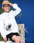 White Tunic with Bee Hand Embroidery