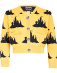 Yellow Knitted Cardigan with Beach Castle Design