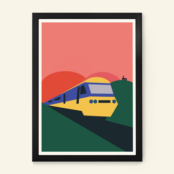 Premium Inter City 125 Train Print, British Railway Art, High-Quality 230gsm Paper, Vibrant Colors, Framed or Unframed Options by Little Egret Design at brixbailey.com