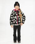 Reversible Mid-Season Jacket Pink And Black Printed Flowers