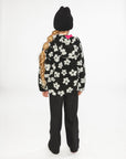 Reversible Mid-Season Jacket Pink And Black Printed Flowers