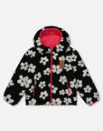 Reversible Mid-Season Jacket Pink And Black Printed Flowers