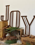 JOY Art Deco Rusty Metel Letters 12 Inches Tall Christmas Mantle Fireplace Decoration