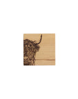 Highland Cow Beech Single Coaster