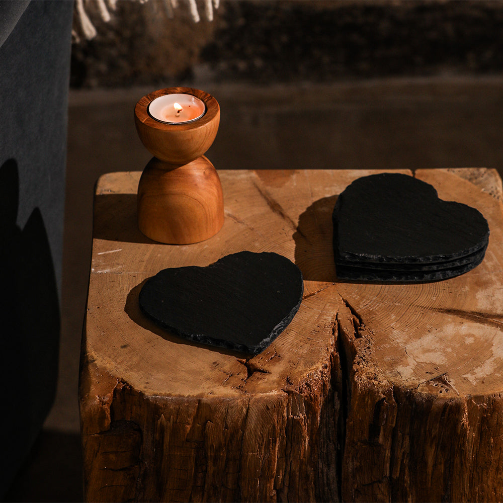 Heart Slate Coasters - Set of 4