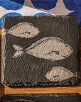 Fish Repeat Single Slate Coaster