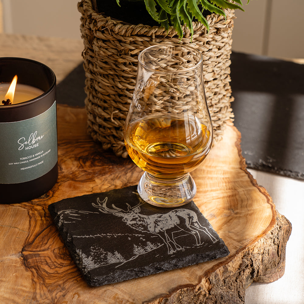 Scenic Stag Single Slate Coaster
