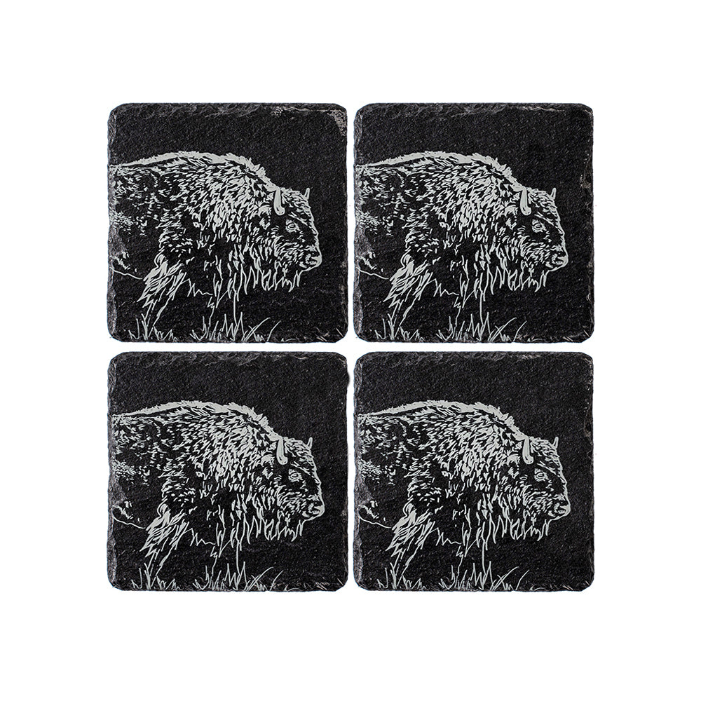 Bison Slate Coasters - Set of 4