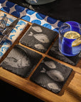 Fish Mix Slate Coasters - Set of 4