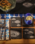 Fish Mix Slate Coasters - Set of 4